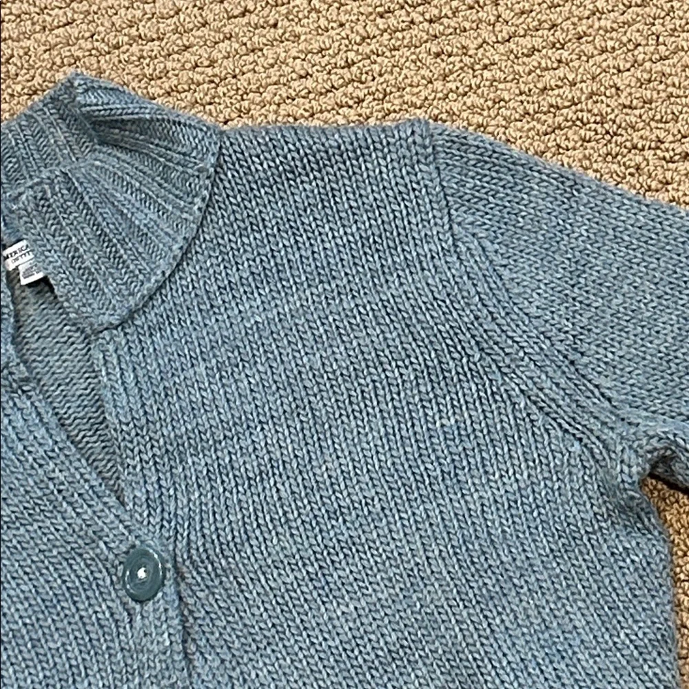 Vintage AEO Single Button Front Mock Neck Cropped Cardigan Large Green Blue Gray